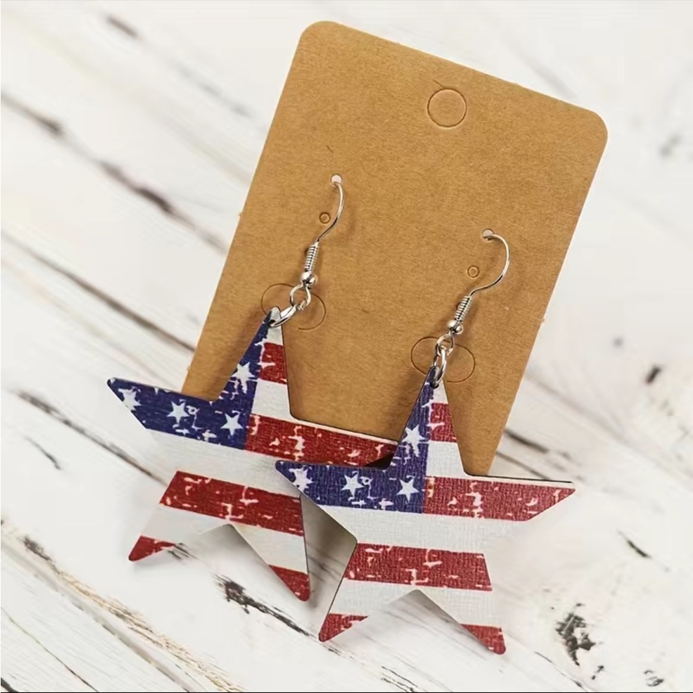 Vintage American Flag Dangle Earrings